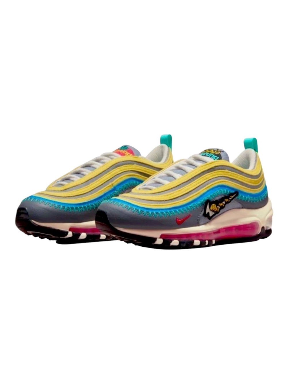 NIKE AIR MAX 97 SE AIR SPRUNG SNEAKERS Iron Grey Size 7 Pre-Owned Colorful